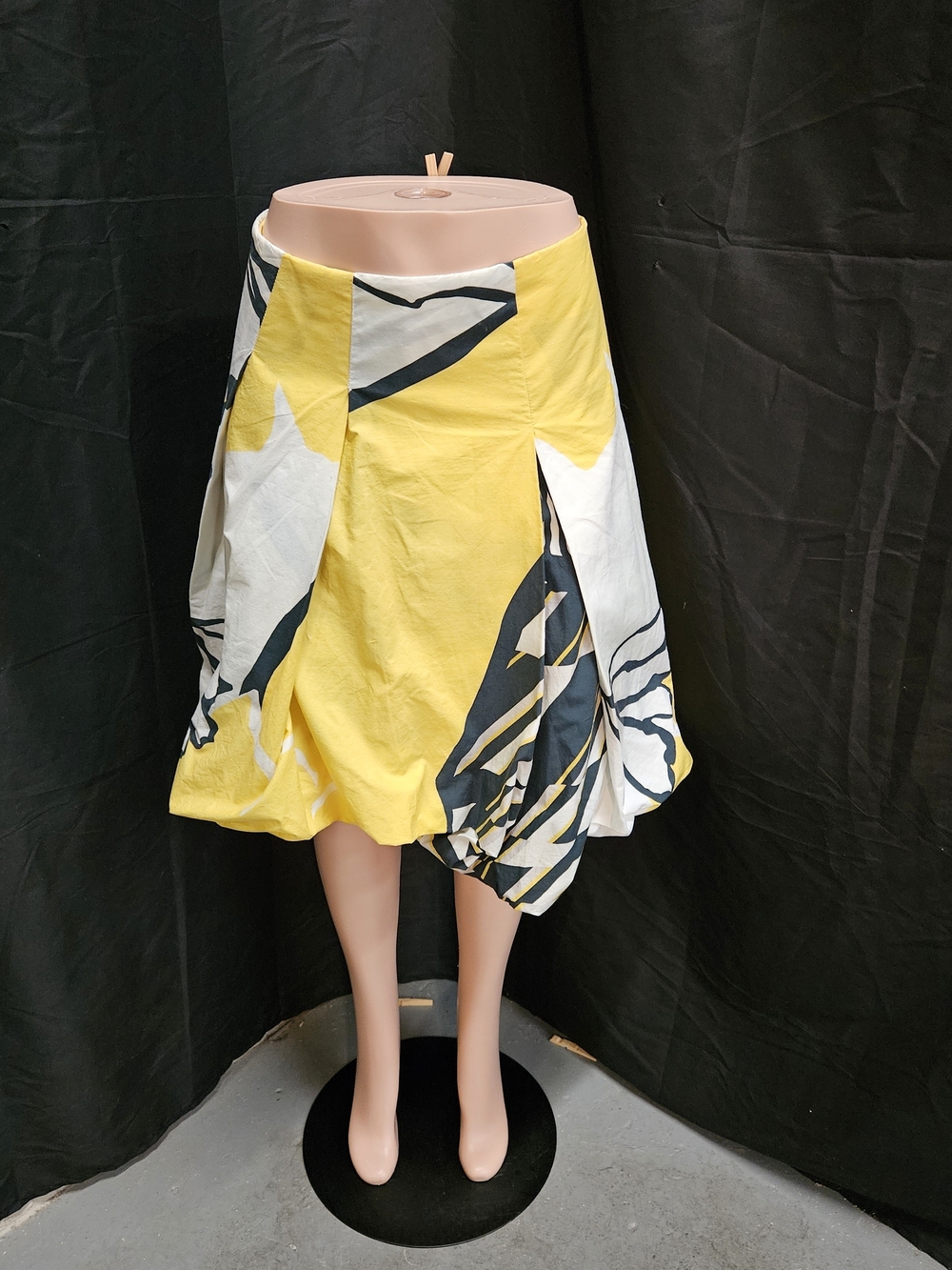 A94 PAUW Yellow, White & Black Graphic Midi Skirt Size 3